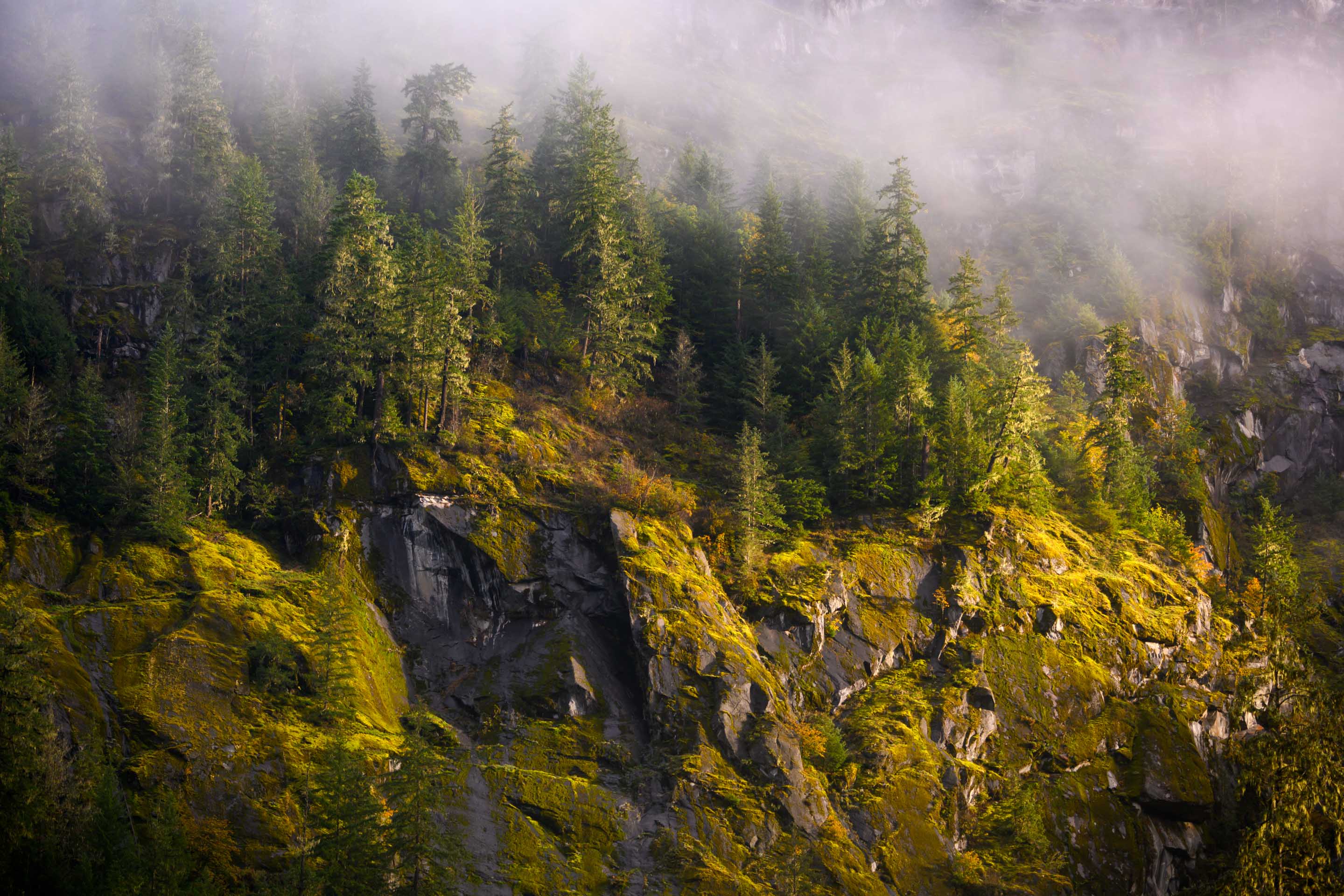 Sun illuminates the mountain